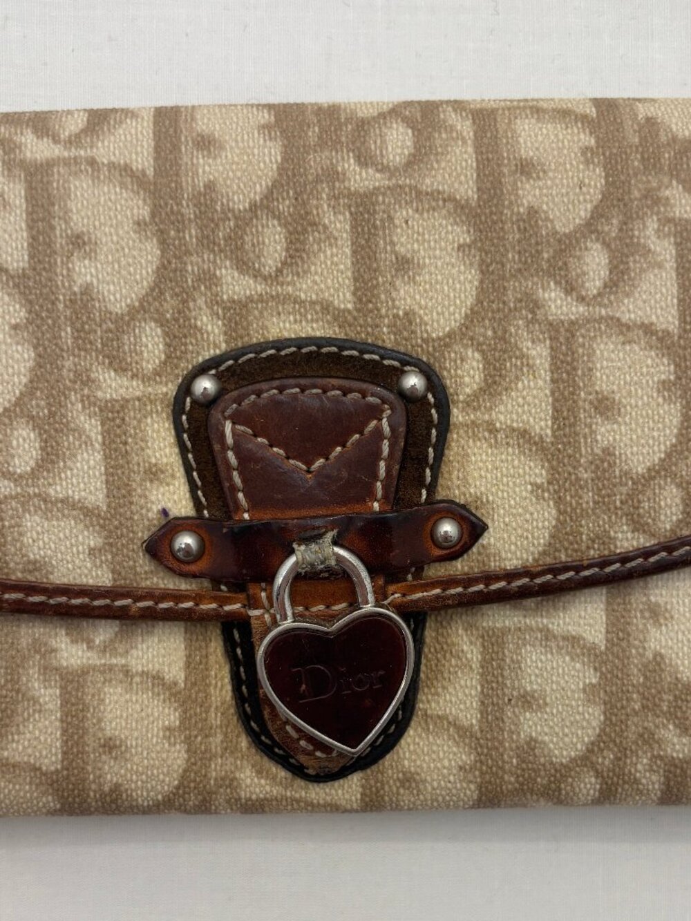 Vintage Christian Dior Romantique Trotter Wallet w/ Heart Charm